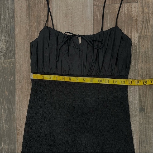 J.Crew Smocked Black Bodycon Tank Dress Sz 2 Mid Length NWOT - Picture 6 of 13
